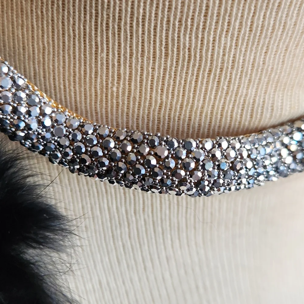 Skinny Collar With Crystals & Goldtone Hardware Statement Necklace - Picture 7 of 14